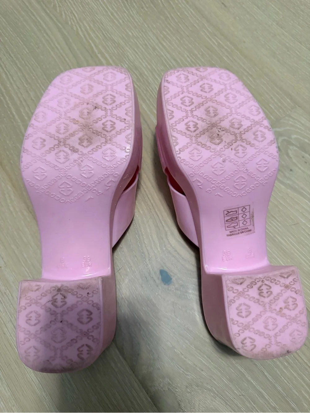 Jeffrey Campbell Baby Pink Jelly Block Heel Slides - 8 - Barbiecore Y2K 90s